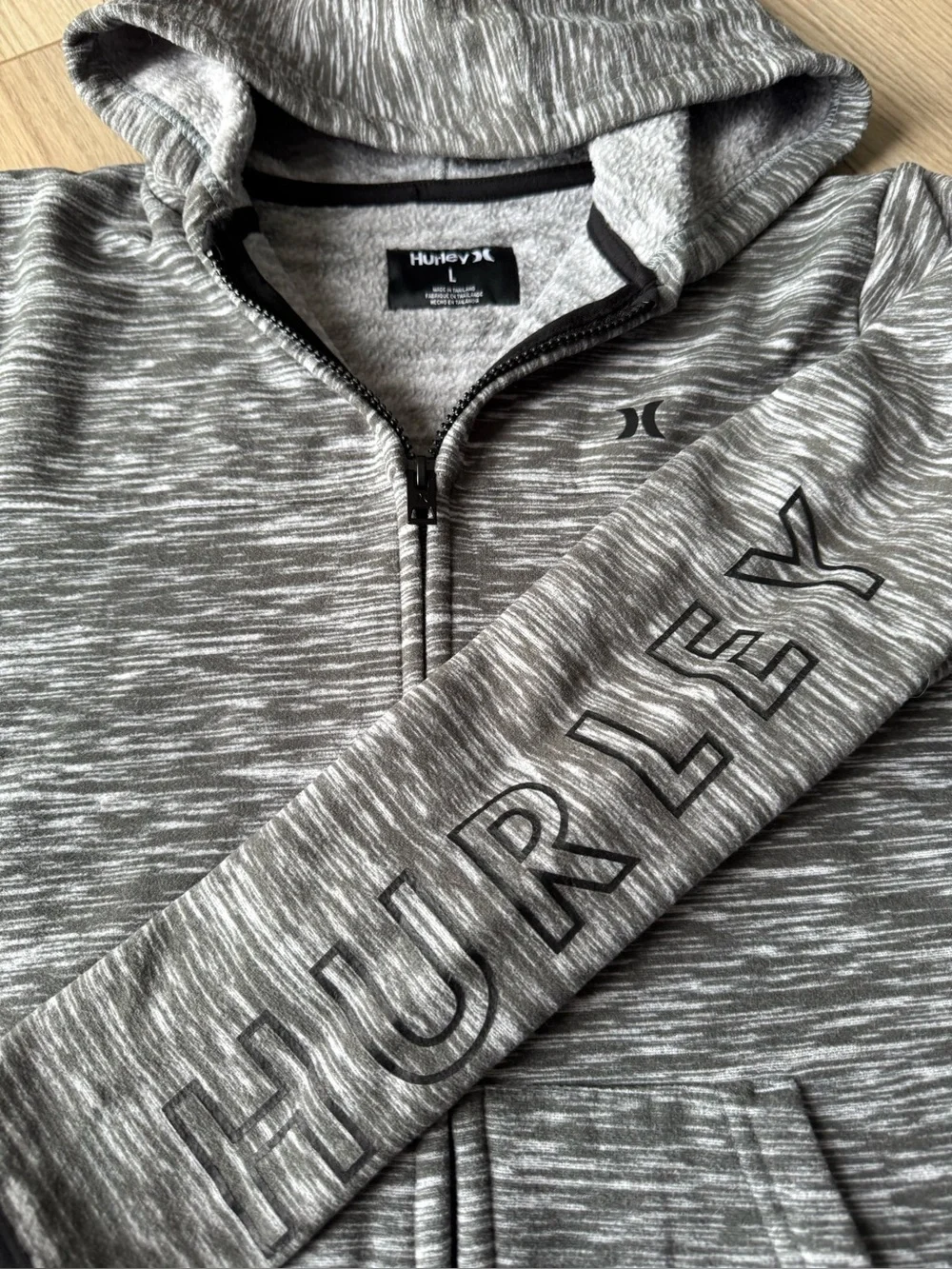 Hurley Kids Gray Heathered Zip Up Hoodie Fleece Jacket